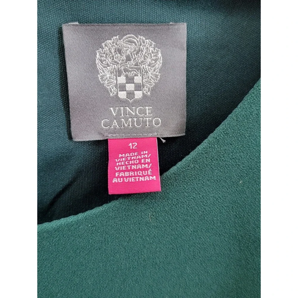 Vince Camuto Lace-Hem Bodycon Dress Women's 12 Hunter Crewneck Button Back Zip